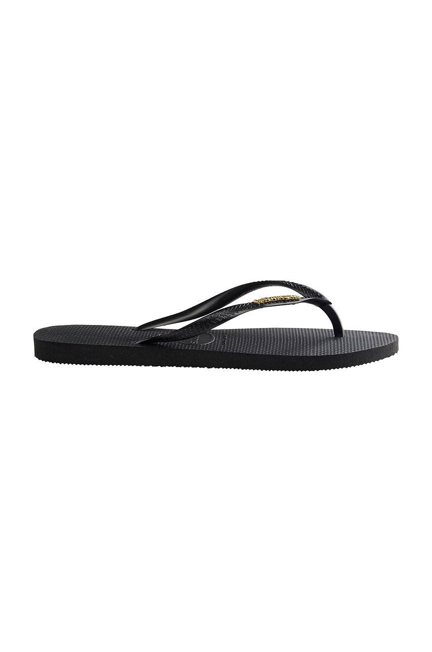 Havaianas Șlapi femei culoarea negru cu toc plat - Pled.ro