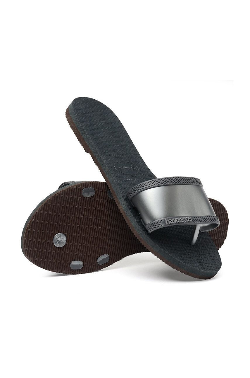 Havaianas slapi 4147238-0074P femei culoarea gri cu toc plat - Pled.ro