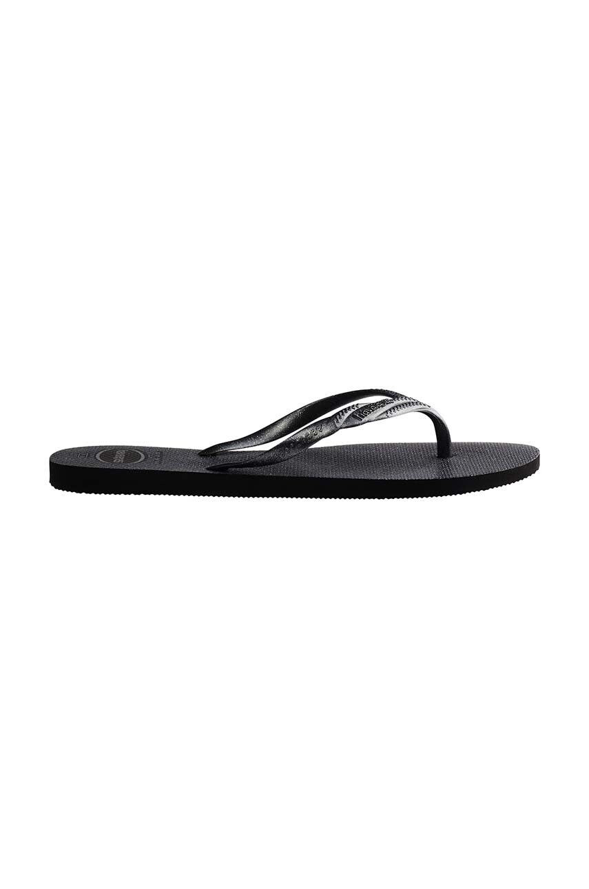 Havaianas slapi FANTASIA GLOSS femei culoarea negru cu toc plat 4145643.0006 - Pled.ro