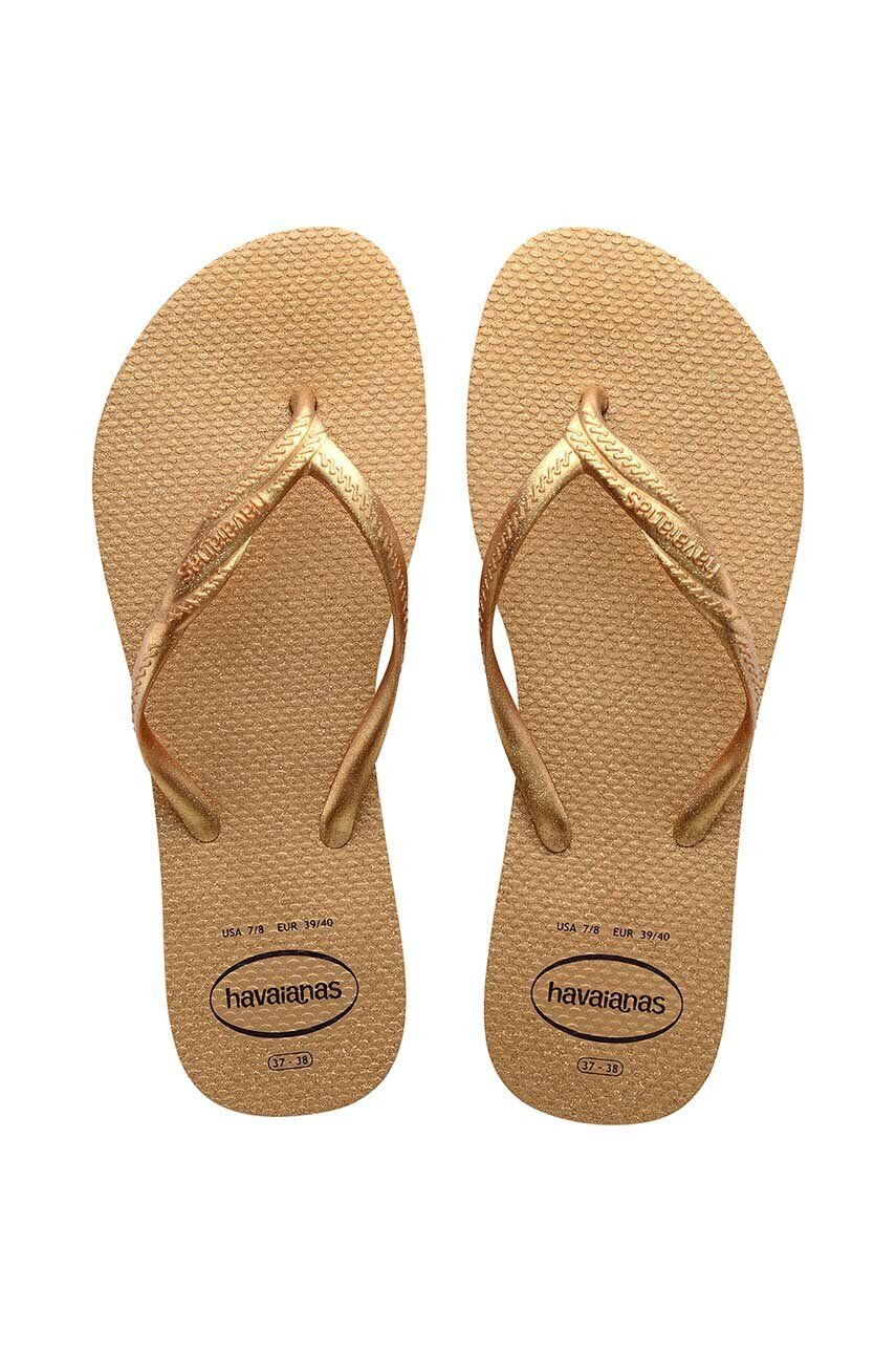 Havaianas slapi FANTASIA GLOSS femei culoarea auriu cu toc plat 4145643.0570 - Pled.ro