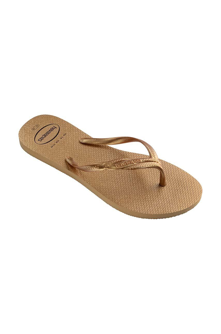 Havaianas slapi FANTASIA GLOSS femei culoarea auriu cu toc plat 4145643.0570 - Pled.ro