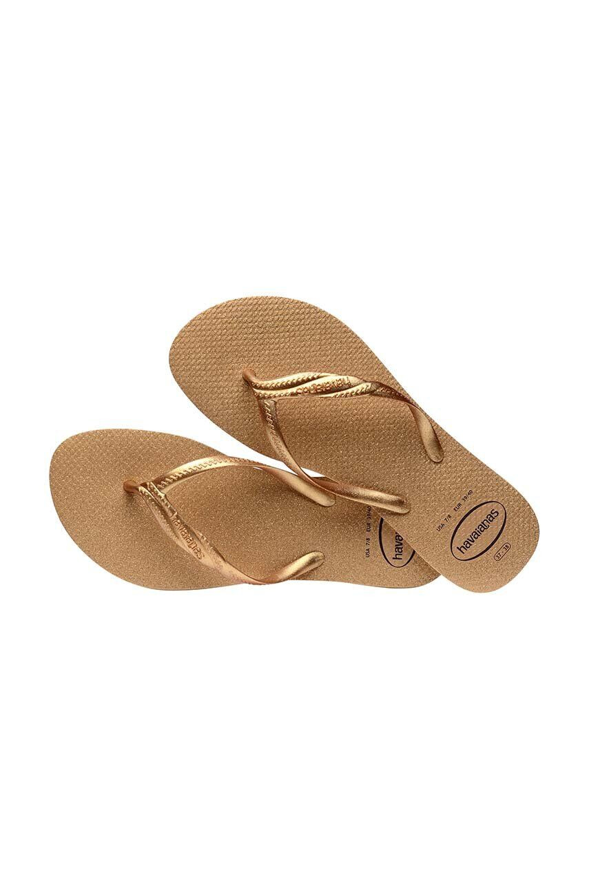 Havaianas slapi FANTASIA GLOSS femei culoarea auriu cu toc plat 4145643.0570 - Pled.ro