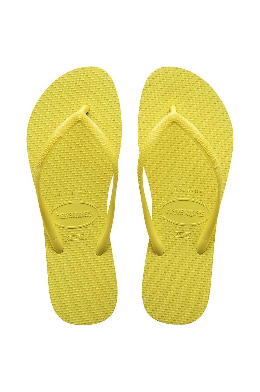 Havaianas slapi SLIM femei culoarea galben cu toc plat 4000030.1732 - Pled.ro