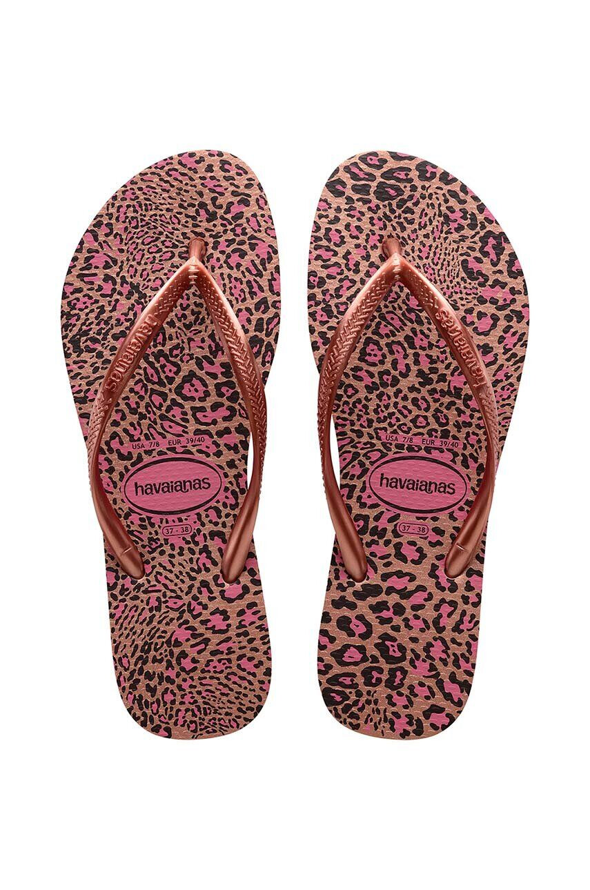 Havaianas slapi SLIM ANIMALS femei culoarea roz cu toc plat 4103352.6459 - Pled.ro