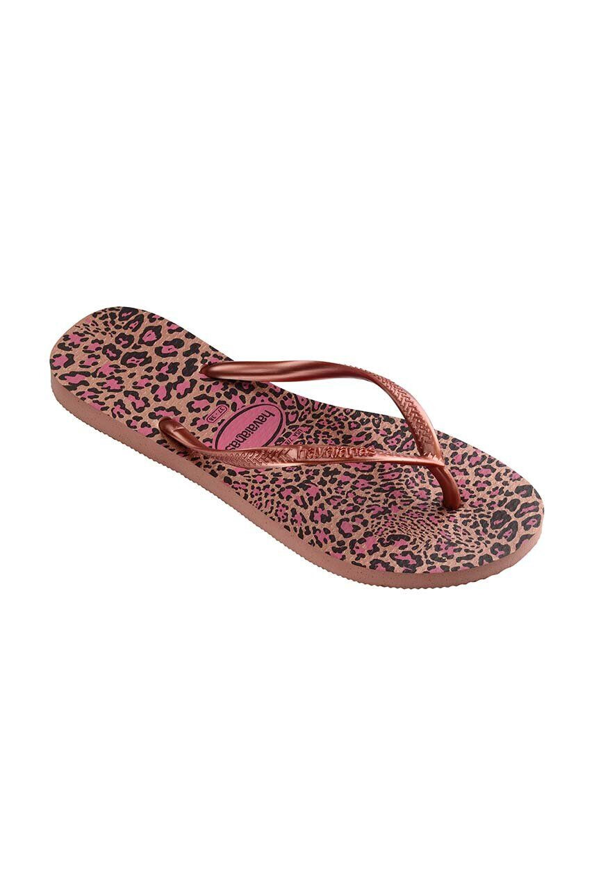 Havaianas slapi SLIM ANIMALS femei culoarea roz cu toc plat 4103352.6459 - Pled.ro