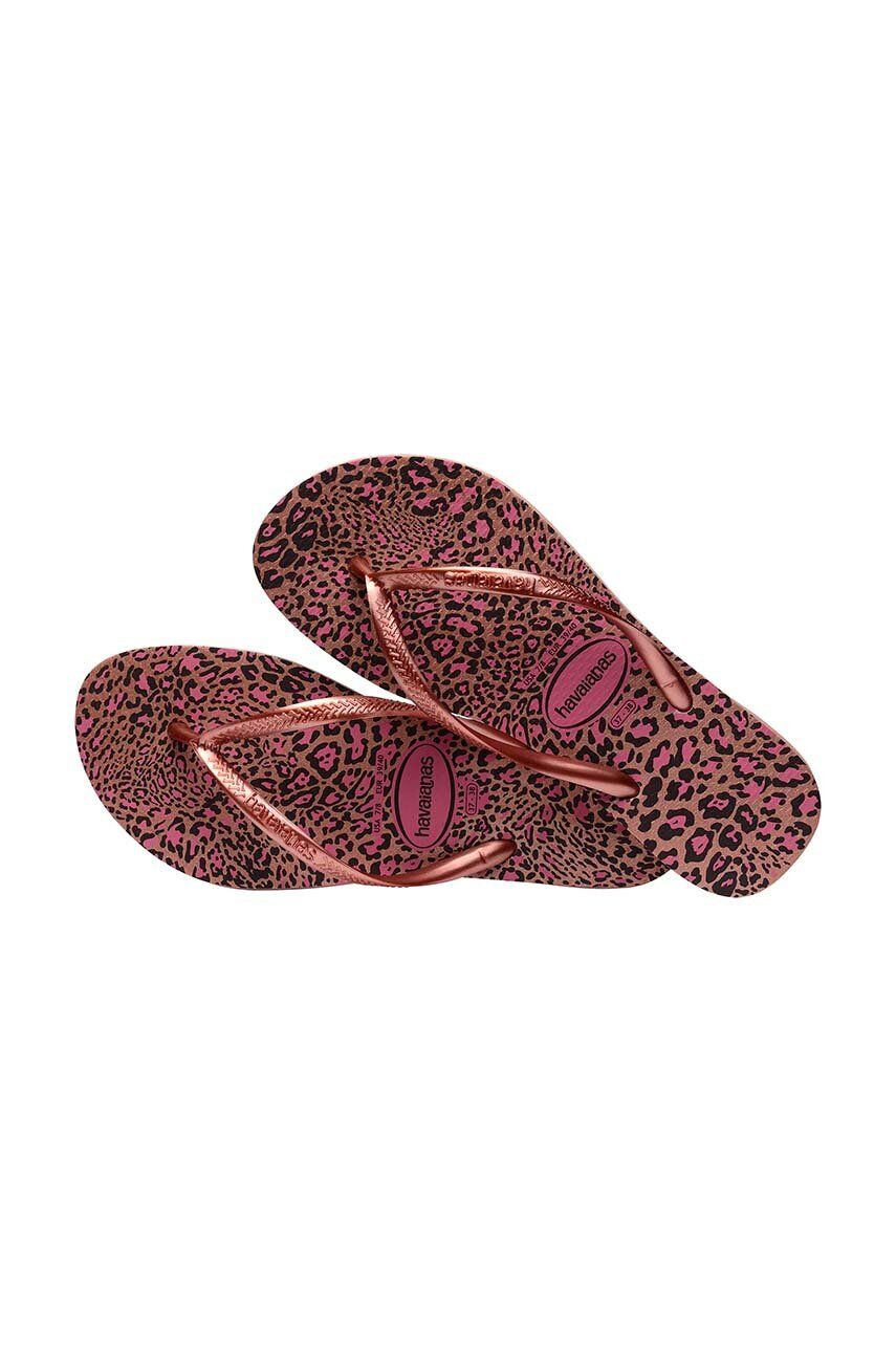 Havaianas slapi SLIM ANIMALS femei culoarea roz cu toc plat 4103352.6459 - Pled.ro