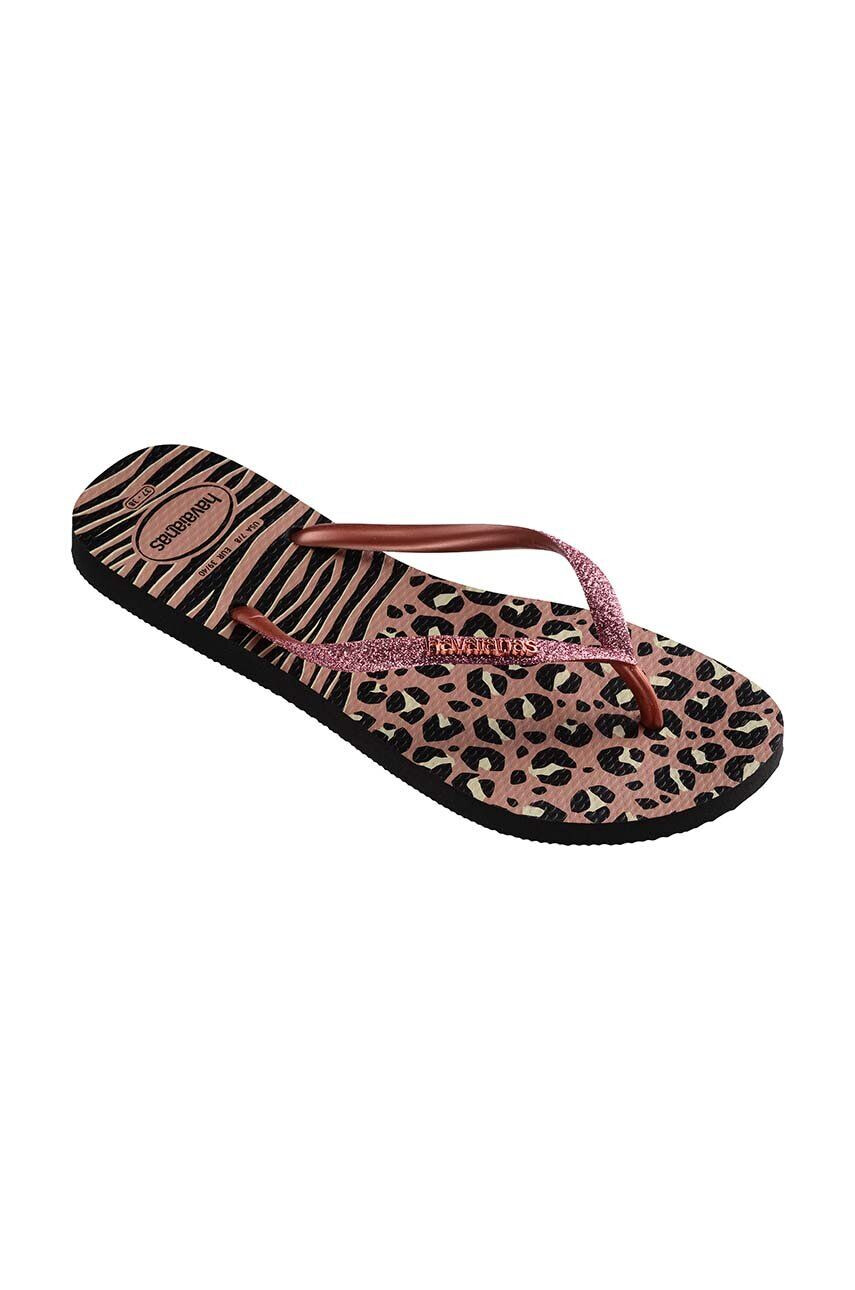 Havaianas slapi SLIM ANIMALS femei culoarea negru cu toc plat 4147964.1924 - Pled.ro