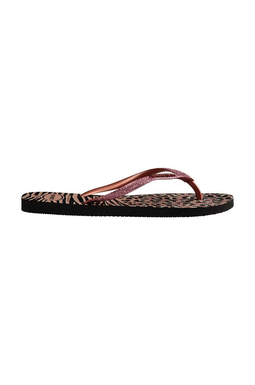 Havaianas slapi SLIM ANIMALS femei culoarea negru cu toc plat 4147964.1924 - Pled.ro