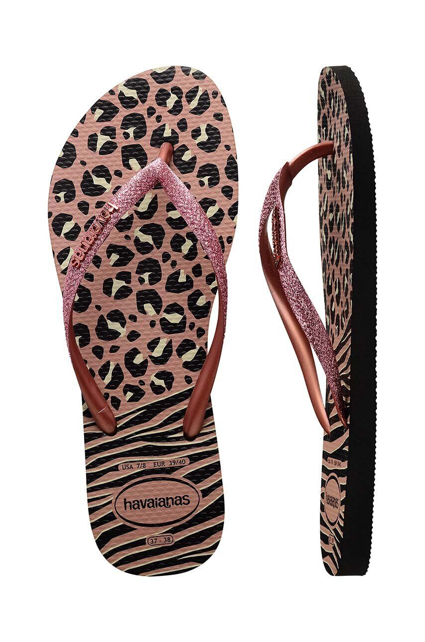 Havaianas slapi SLIM ANIMALS femei culoarea negru cu toc plat 4147964.1924 - Pled.ro