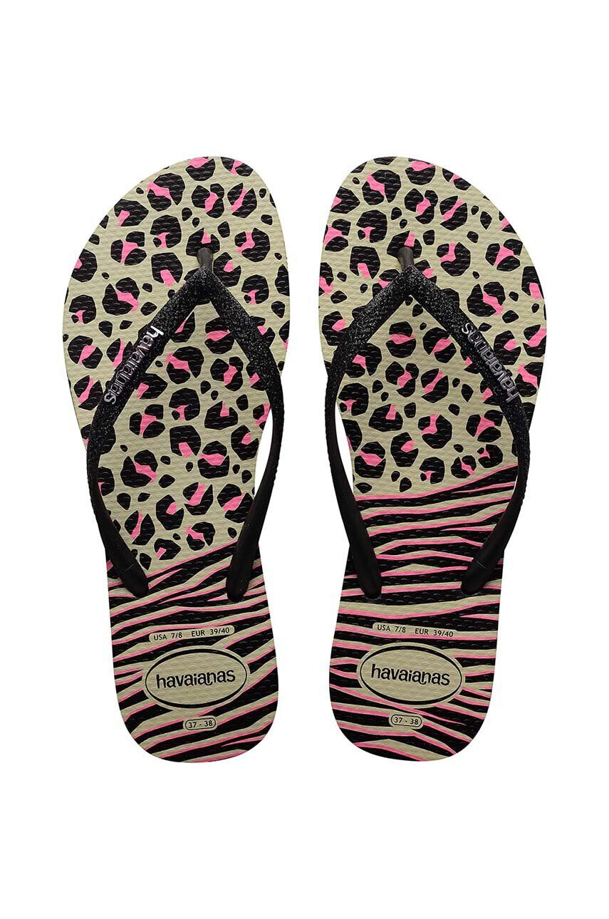 Havaianas slapi SLIM ANIMALS femei culoarea negru cu toc plat 4147964.0006 - Pled.ro