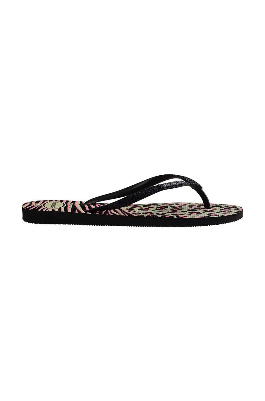 Havaianas slapi SLIM ANIMALS femei culoarea negru cu toc plat 4147964.0006 - Pled.ro