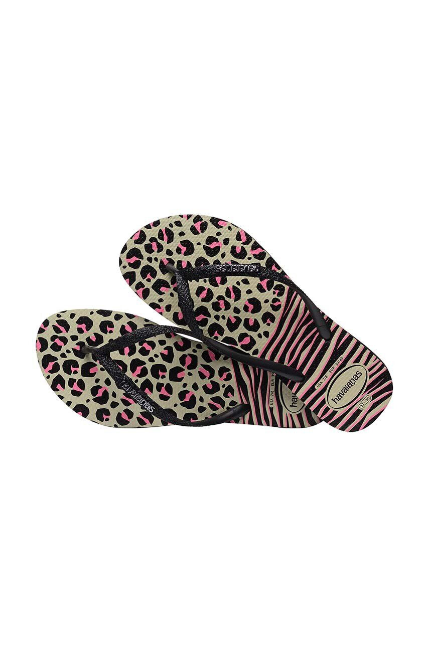 Havaianas slapi SLIM ANIMALS femei culoarea negru cu toc plat 4147964.0006 - Pled.ro