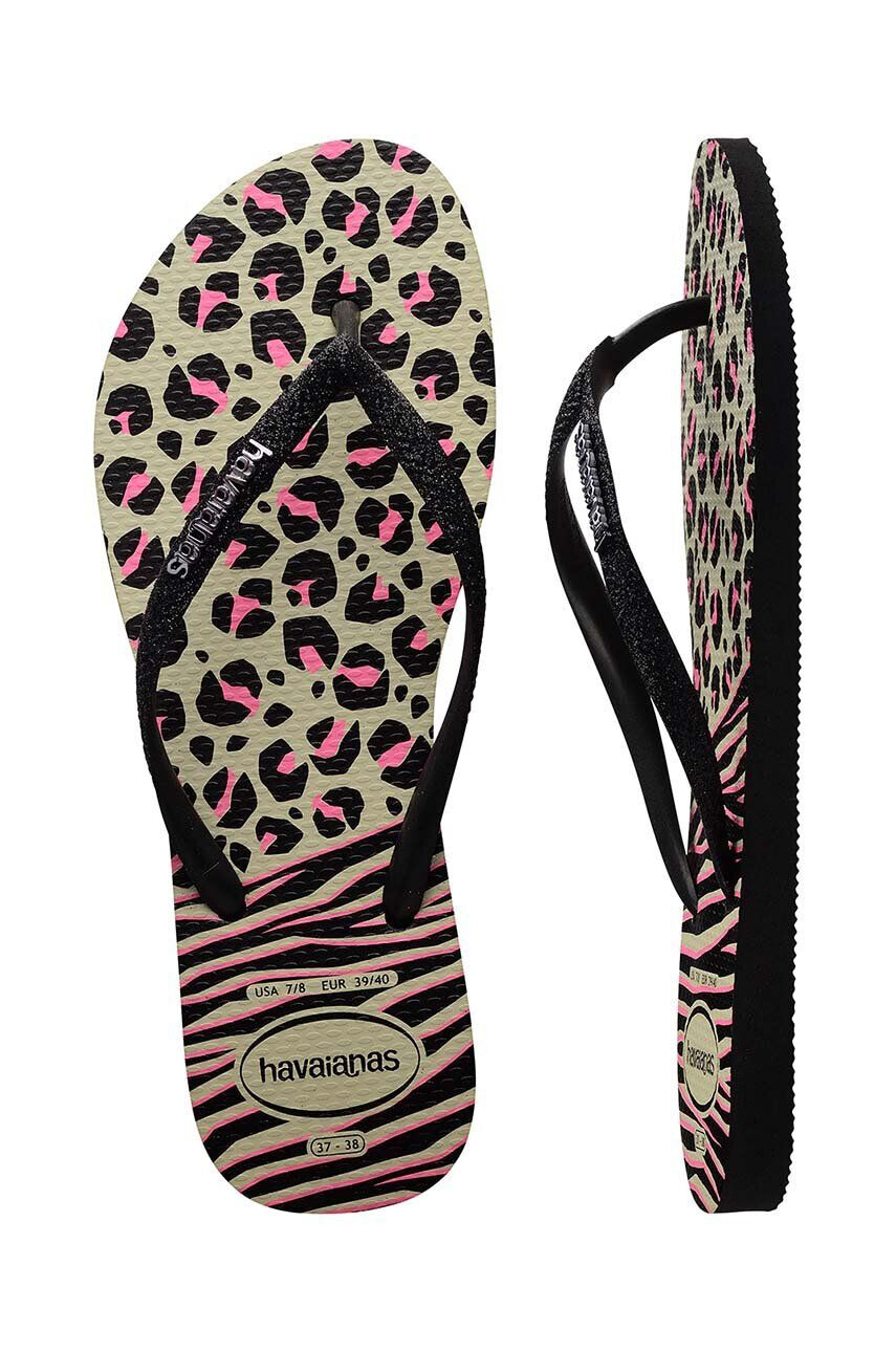 Havaianas slapi SLIM ANIMALS femei culoarea negru cu toc plat 4147964.0006 - Pled.ro