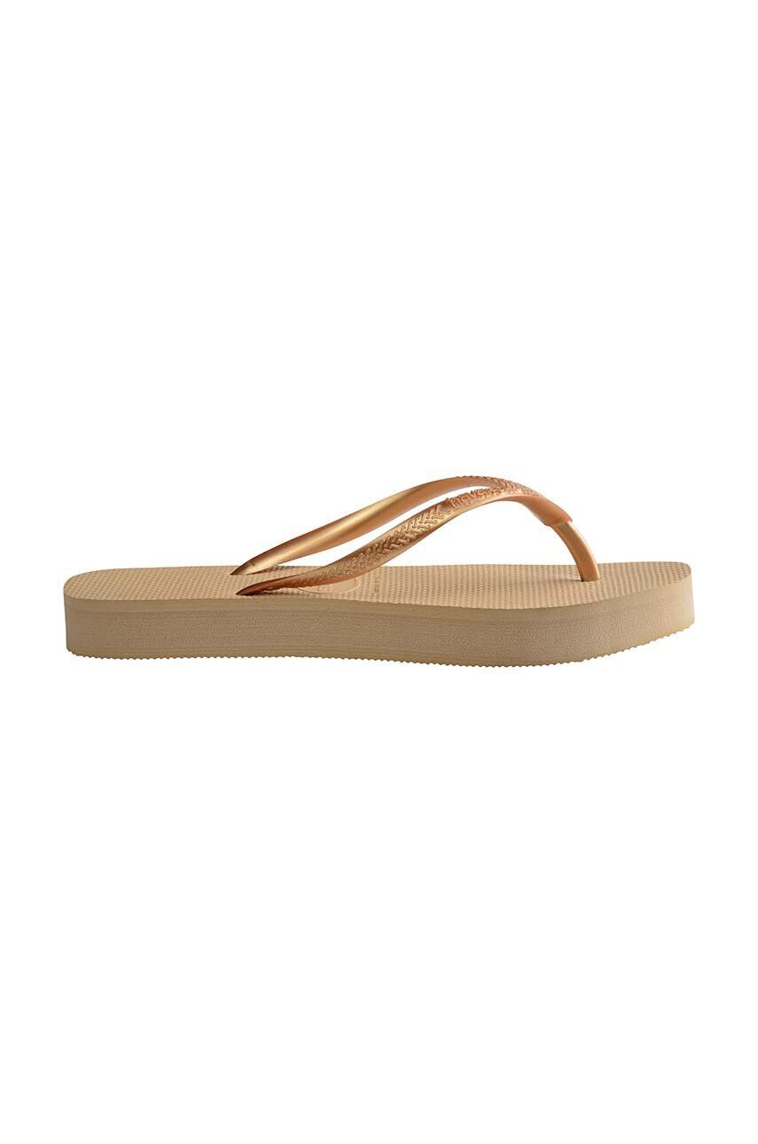 Havaianas slapi SLIM FLATFORM femei culoarea auriu cu toc plat 4144537.0570 - Pled.ro