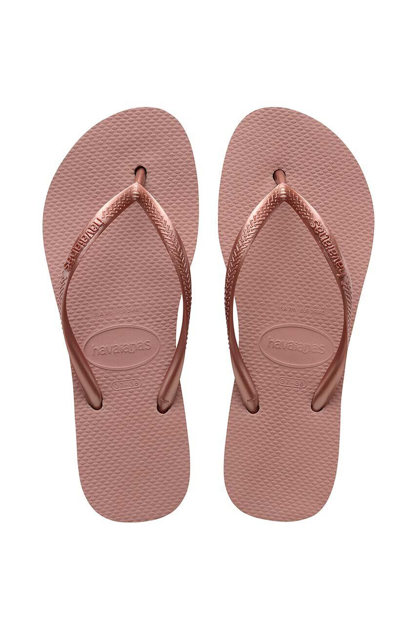 Havaianas slapi SLIM FLATFORM femei culoarea roz cu toc plat 4144537.3544 - Pled.ro