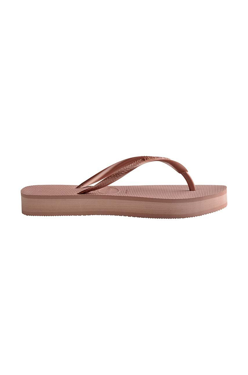 Havaianas slapi SLIM FLATFORM femei culoarea roz cu toc plat 4144537.3544 - Pled.ro