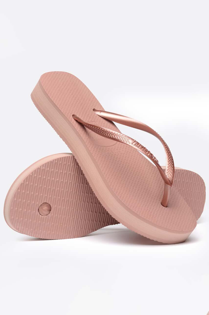 Havaianas slapi SLIM FLATFORM femei culoarea roz cu toc plat 4144537.3544 - Pled.ro