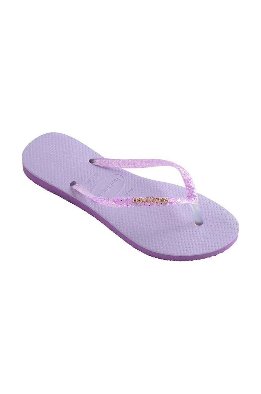 Havaianas slapi SLIM GLITTER femei culoarea violet cu toc plat 4147122.2297 - Pled.ro