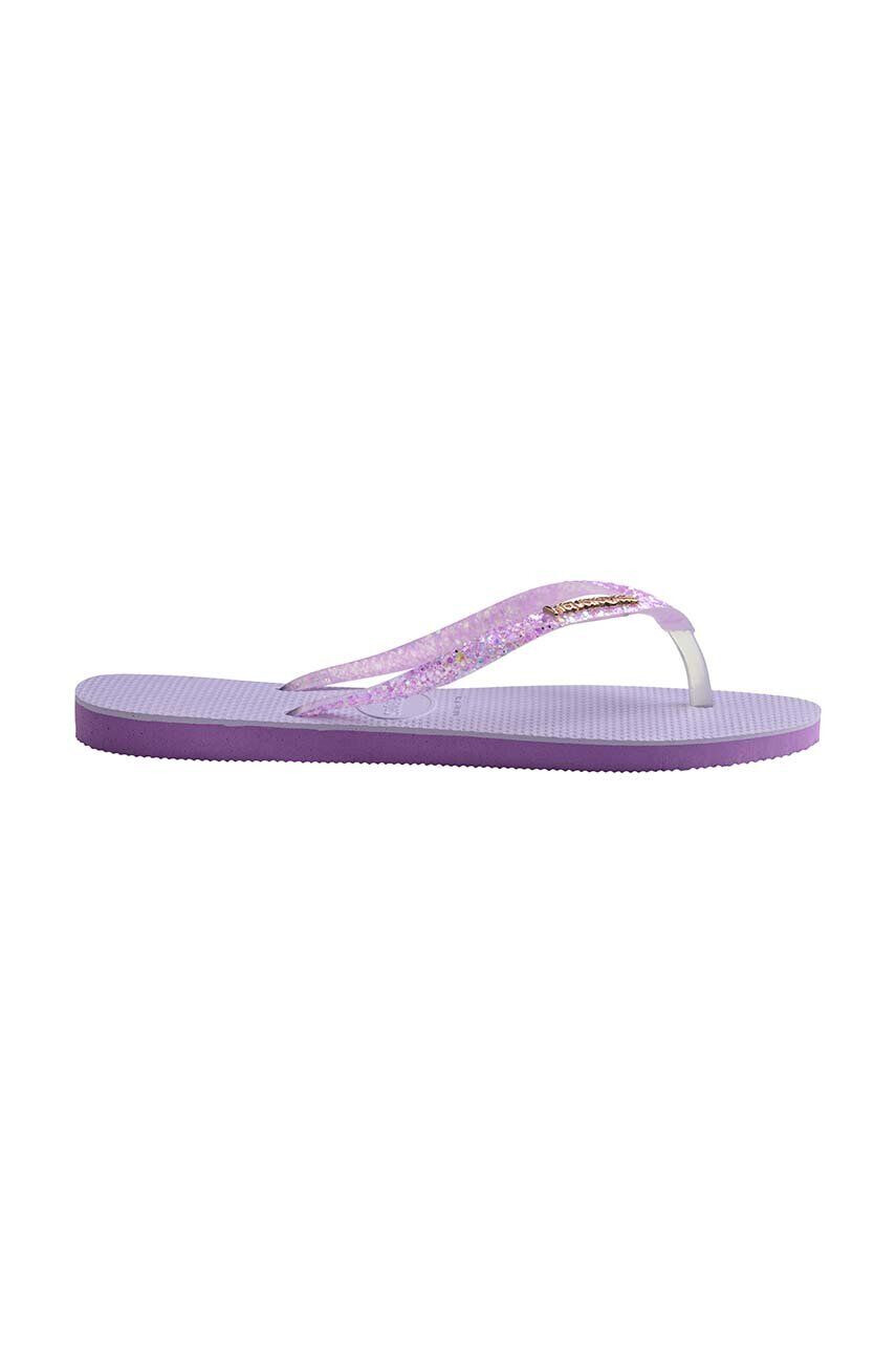 Havaianas slapi SLIM GLITTER femei culoarea violet cu toc plat 4147122.2297 - Pled.ro