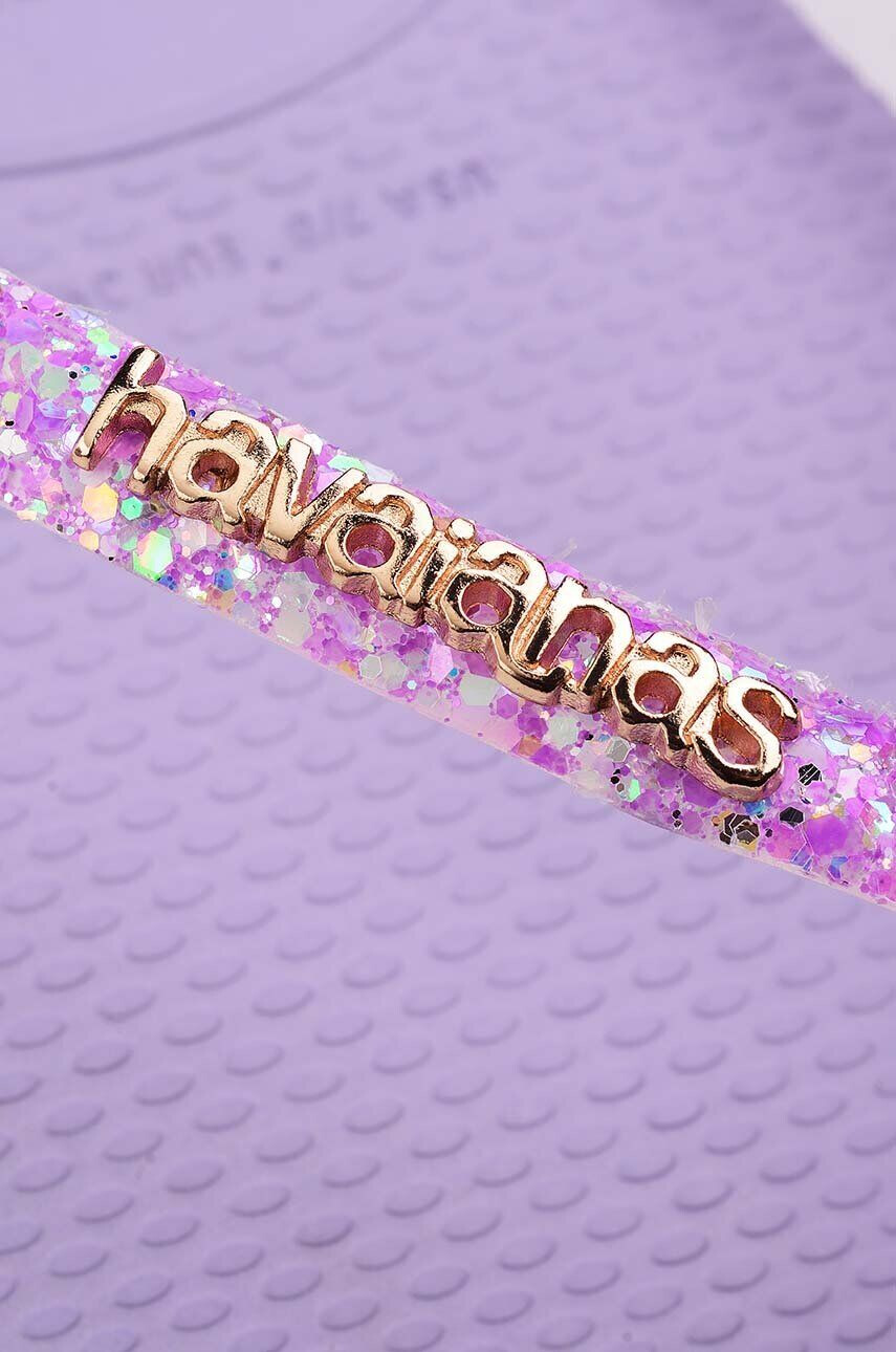 Havaianas slapi SLIM GLITTER femei culoarea violet cu toc plat 4147122.2297 - Pled.ro