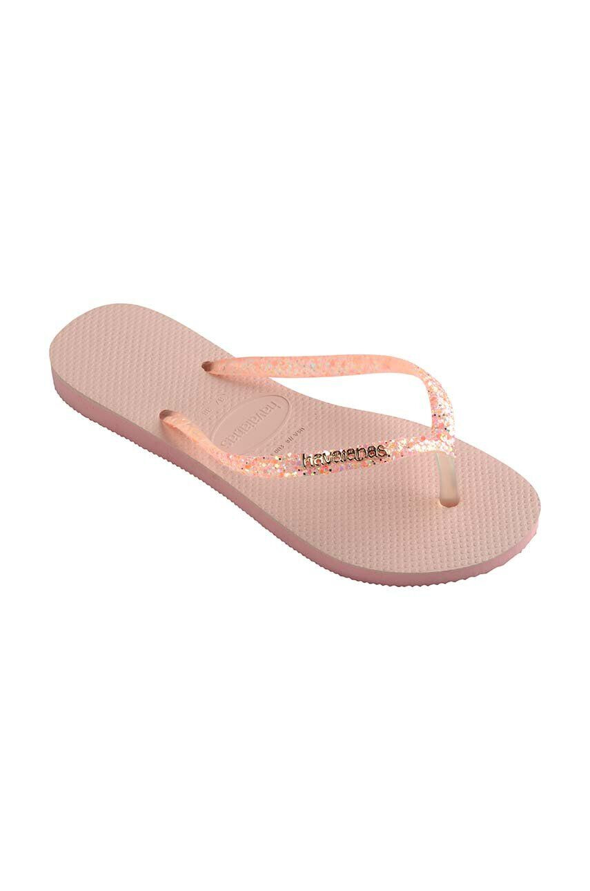 Havaianas slapi SLIM GLITTER femei culoarea roz cu toc plat 4147122.5217 - Pled.ro