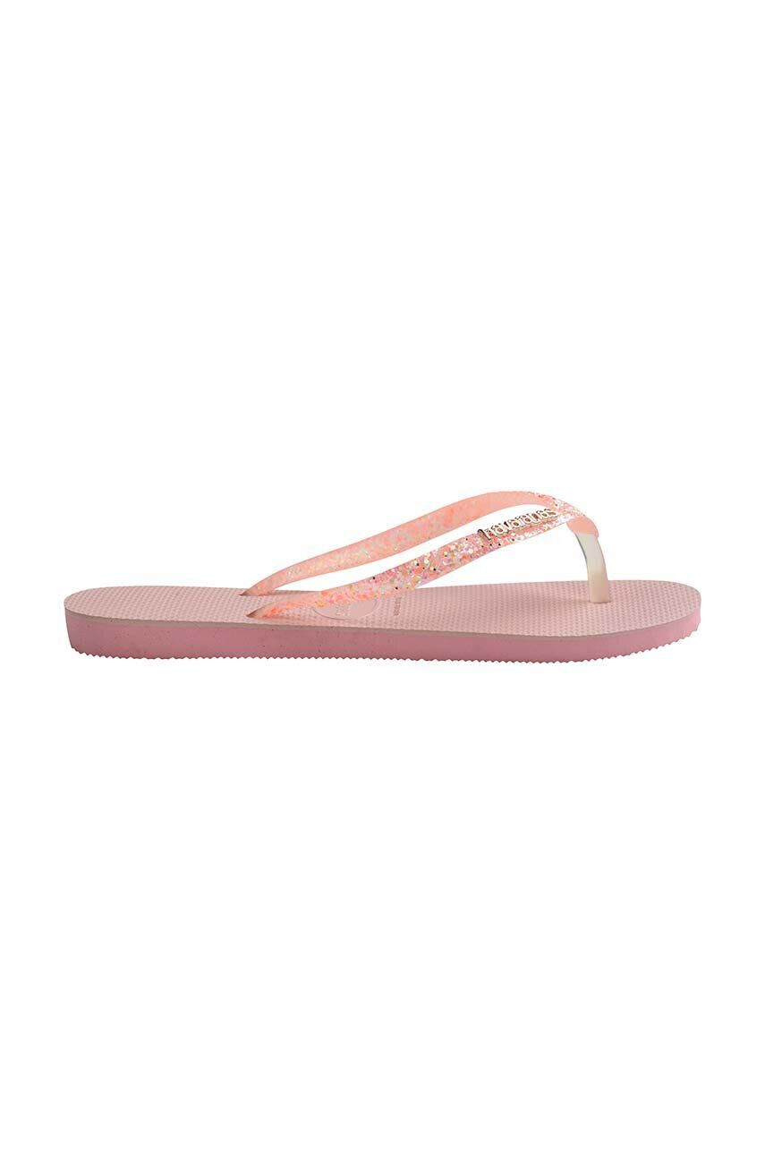 Havaianas slapi SLIM GLITTER femei culoarea roz cu toc plat 4147122.5217 - Pled.ro