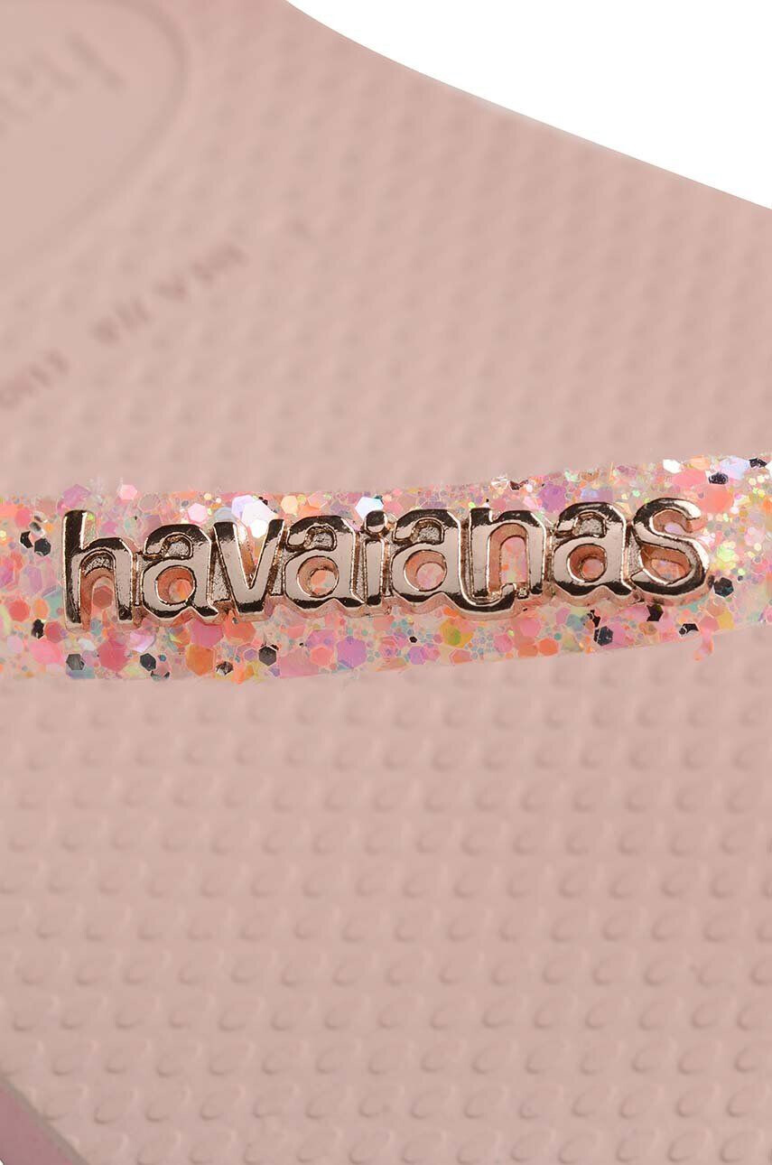 Havaianas slapi SLIM GLITTER femei culoarea roz cu toc plat 4147122.5217 - Pled.ro