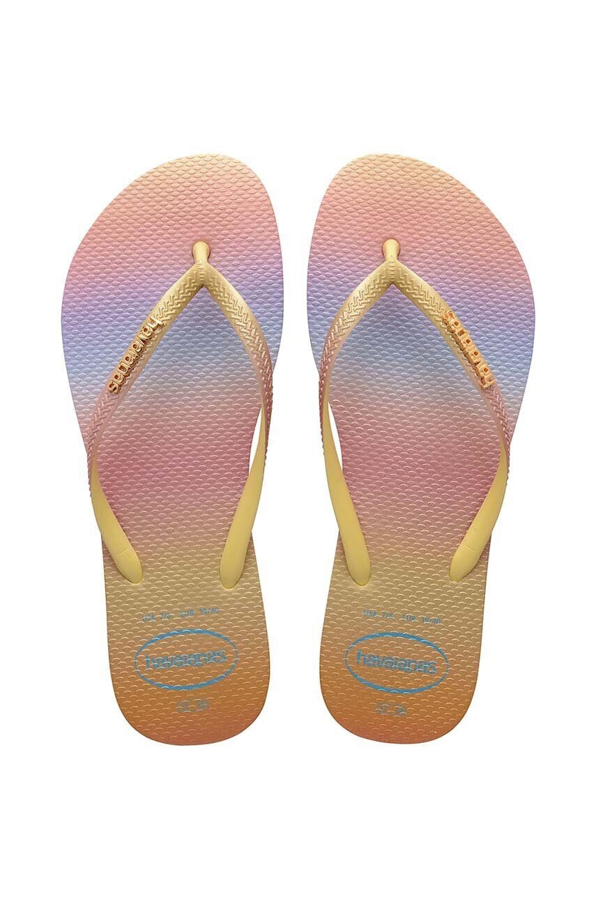 Havaianas slapi SLIM GRADIENT femei culoarea galben cu toc plat 4146908.1732 - Pled.ro