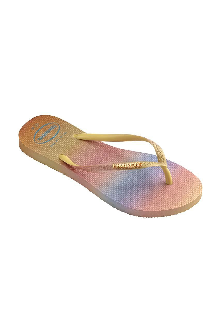 Havaianas slapi SLIM GRADIENT femei culoarea galben cu toc plat 4146908.1732 - Pled.ro