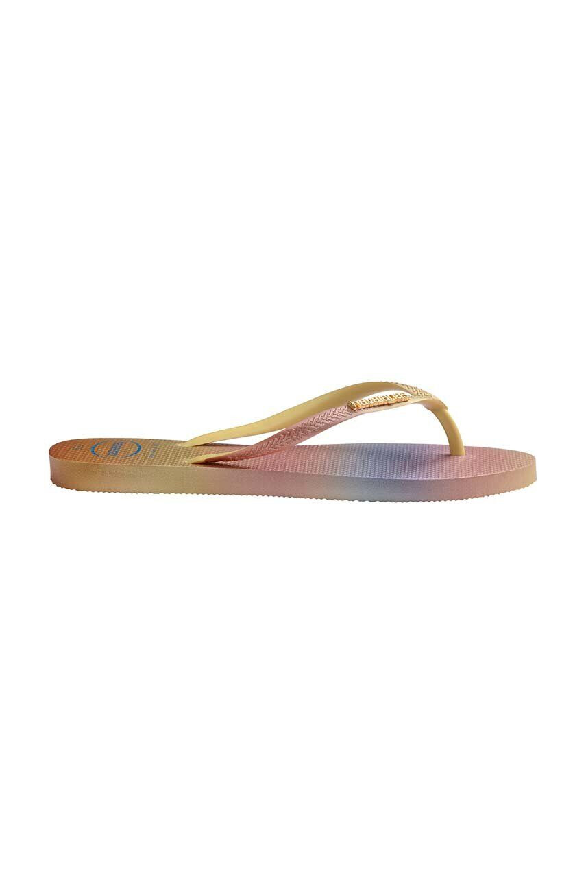 Havaianas slapi SLIM GRADIENT femei culoarea galben cu toc plat 4146908.1732 - Pled.ro