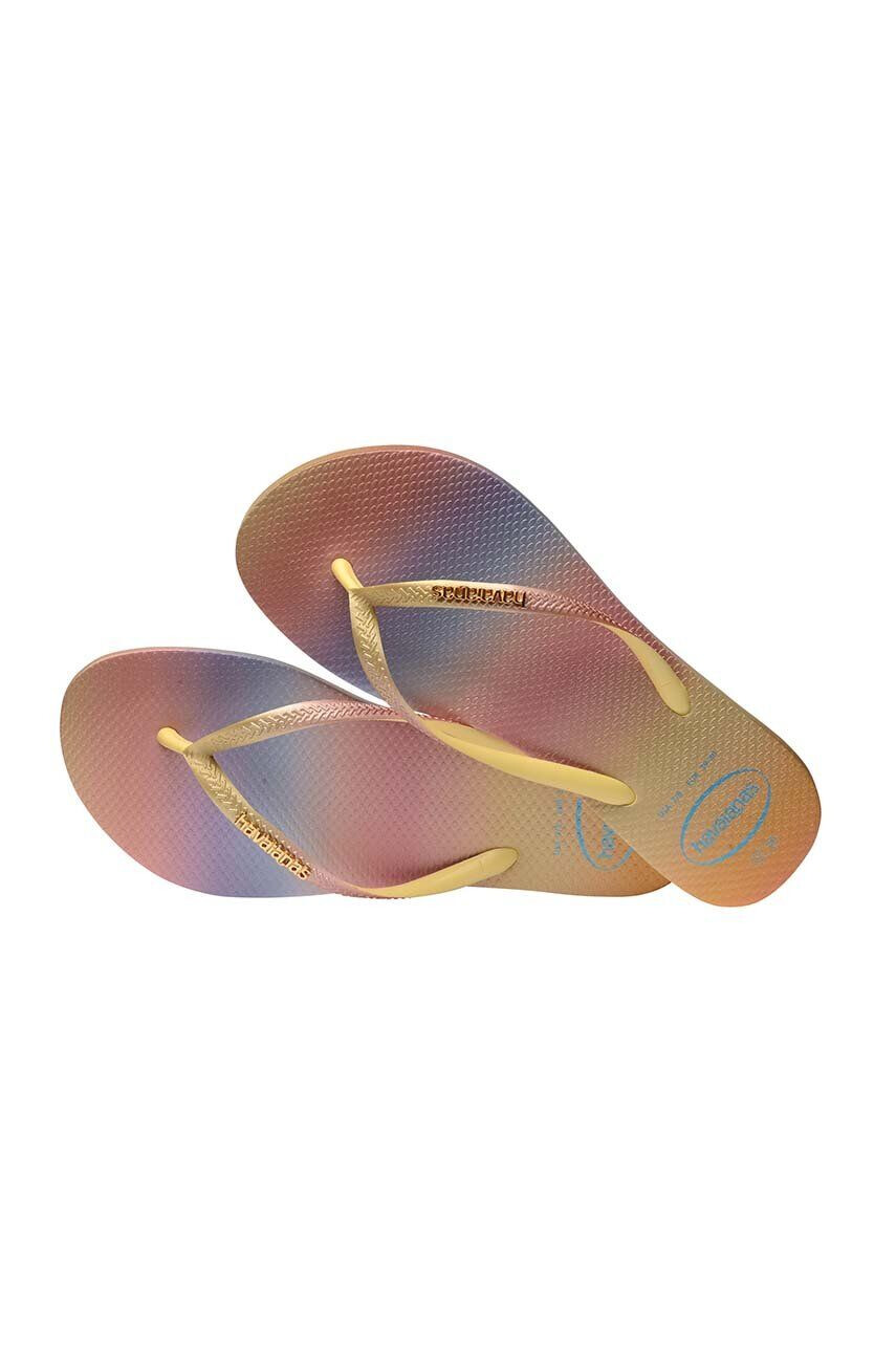 Havaianas slapi SLIM GRADIENT femei culoarea galben cu toc plat 4146908.1732 - Pled.ro