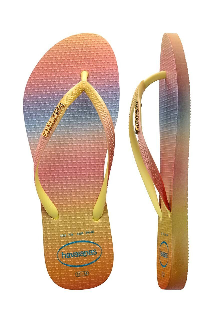 Havaianas slapi SLIM GRADIENT femei culoarea galben cu toc plat 4146908.1732 - Pled.ro