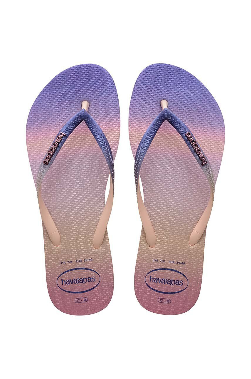 Havaianas slapi Slim Gradient Sunset femei cu toc plat - Pled.ro