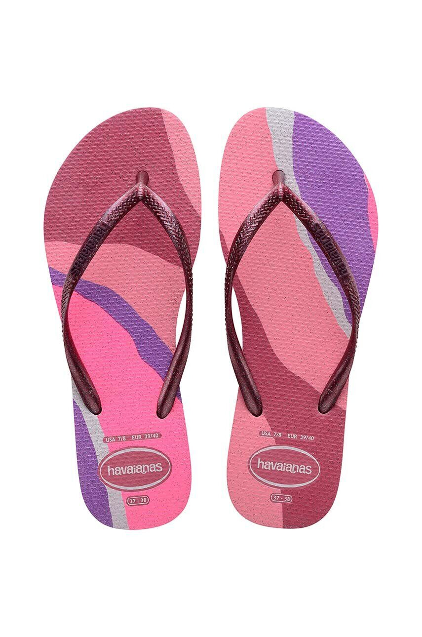 Havaianas slapi SLIM PALETTE femei culoarea roz cu toc plat 4145766.1750 - Pled.ro