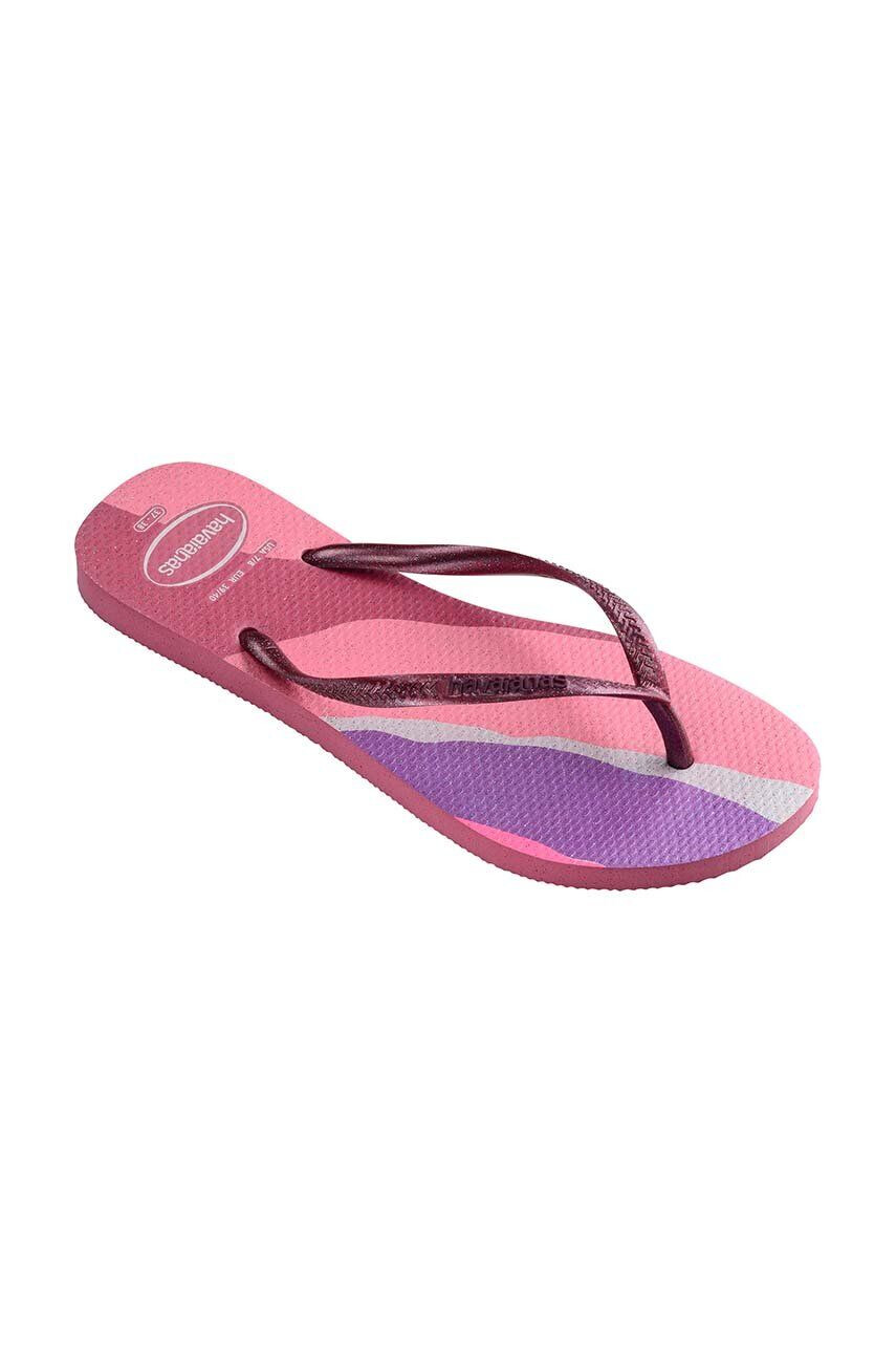 Havaianas slapi SLIM PALETTE femei culoarea roz cu toc plat 4145766.1750 - Pled.ro