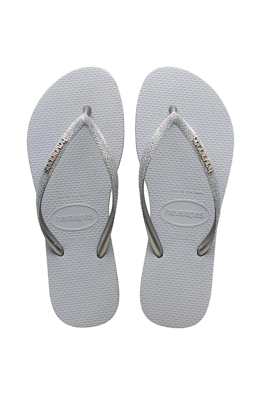 Havaianas slapi SLIM SPARKLE II femei culoarea gri cu toc plat 4146937.3498 - Pled.ro