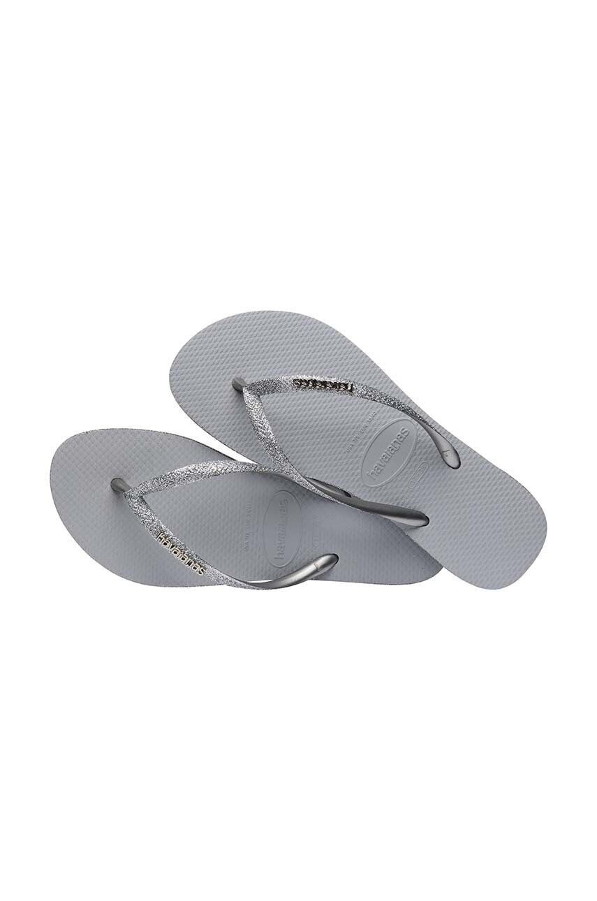 Havaianas slapi SLIM SPARKLE II femei culoarea gri cu toc plat 4146937.3498 - Pled.ro