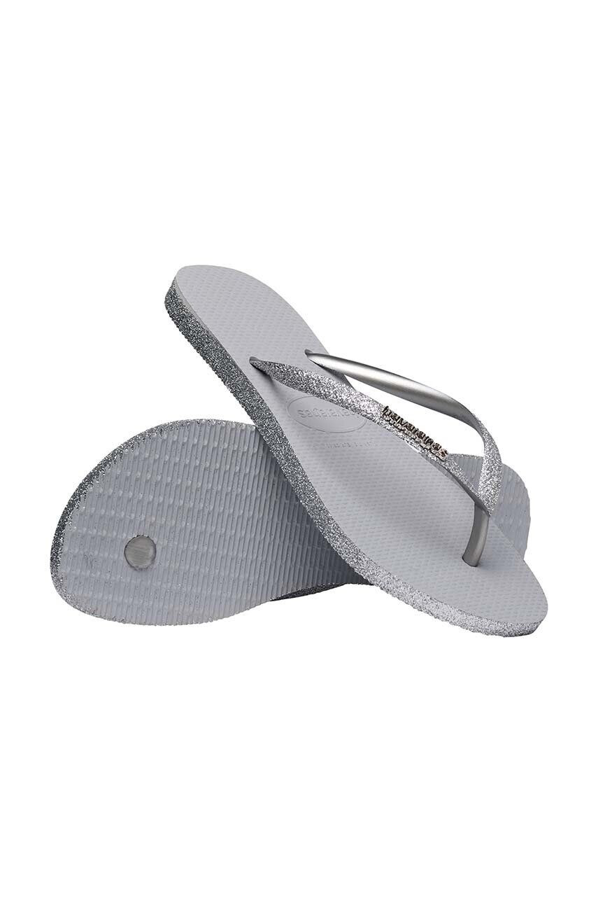 Havaianas slapi SLIM SPARKLE II femei culoarea gri cu toc plat 4146937.3498 - Pled.ro