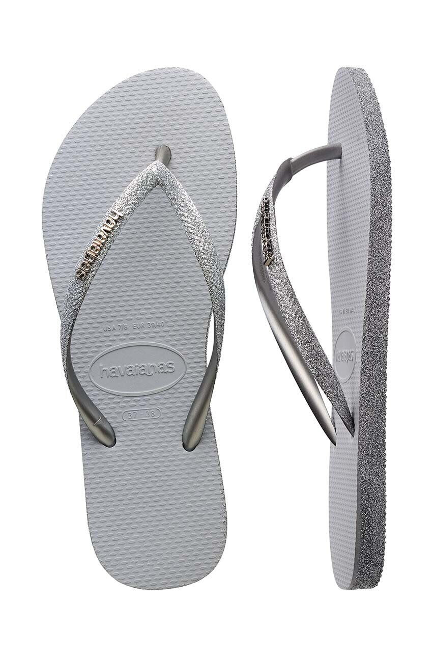 Havaianas slapi SLIM SPARKLE II femei culoarea gri cu toc plat 4146937.3498 - Pled.ro