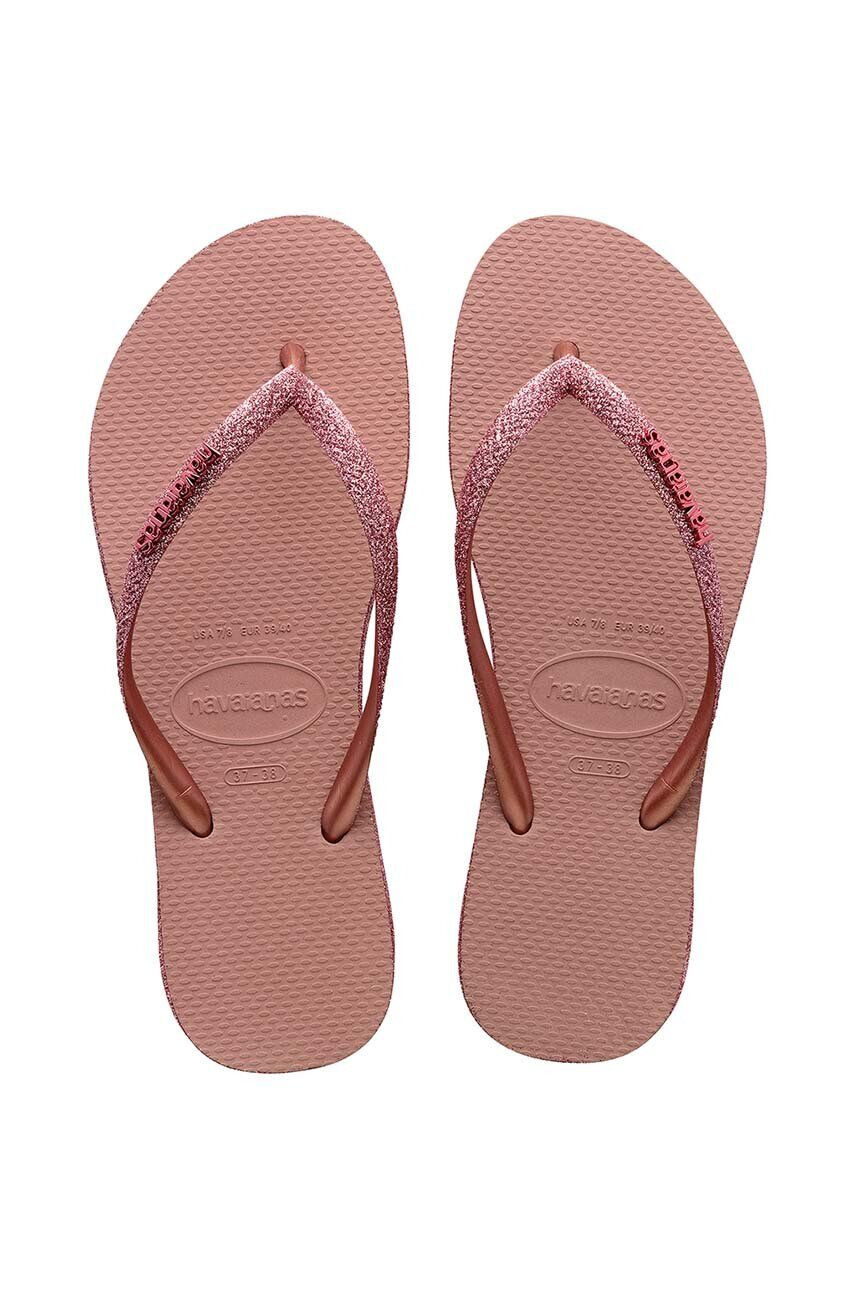 Havaianas slapi SLIM SPARKLE II femei culoarea roz cu toc plat 4146937.6459 - Pled.ro