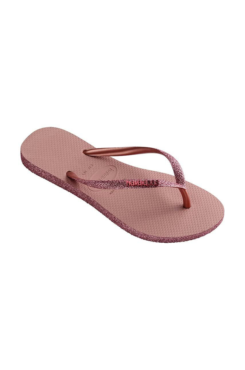 Havaianas slapi SLIM SPARKLE II femei culoarea roz cu toc plat 4146937.6459 - Pled.ro