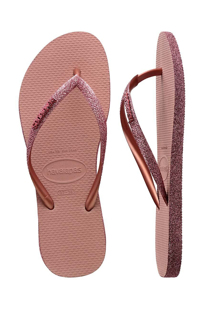 Havaianas slapi SLIM SPARKLE II femei culoarea roz cu toc plat 4146937.6459 - Pled.ro