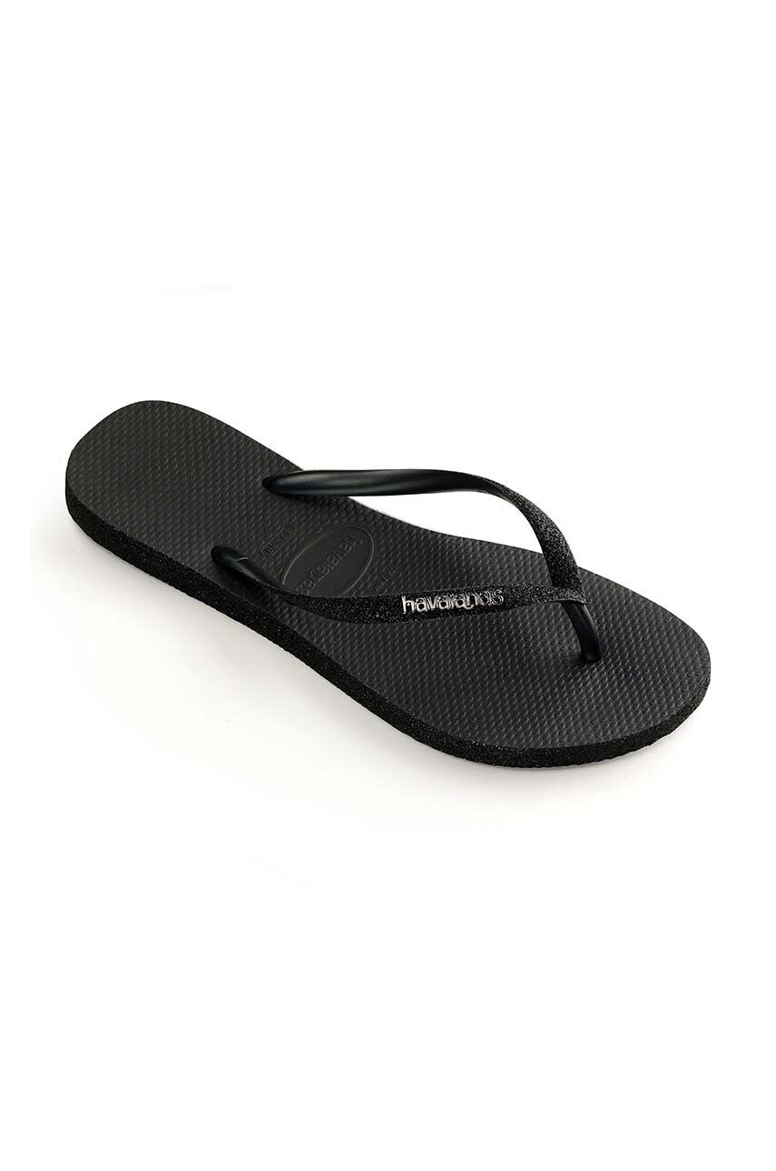 Havaianas slapi SLIM SPARKLE II femei culoarea negru cu toc plat 4146093.0090 - Pled.ro