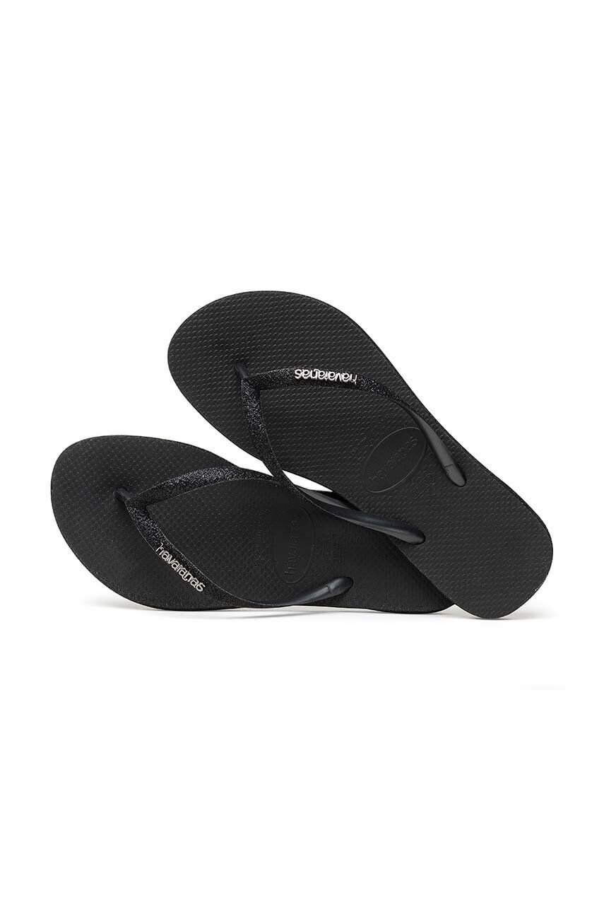 Havaianas slapi SLIM SPARKLE II femei culoarea negru cu toc plat 4146093.0090 - Pled.ro