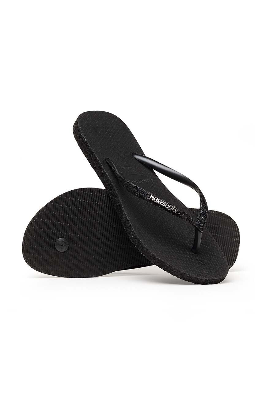 Havaianas slapi SLIM SPARKLE II femei culoarea negru cu toc plat 4146093.0090 - Pled.ro