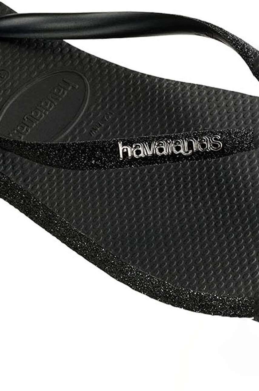 Havaianas slapi SLIM SPARKLE II femei culoarea negru cu toc plat 4146093.0090 - Pled.ro