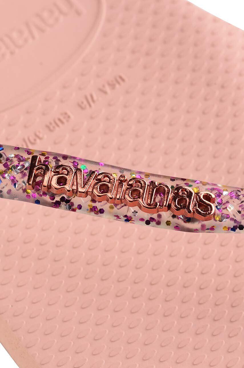 Havaianas slapi SLIM SQUARE LOGO METALLIC femei culoarea roz cu toc plat 4148257 - Pled.ro