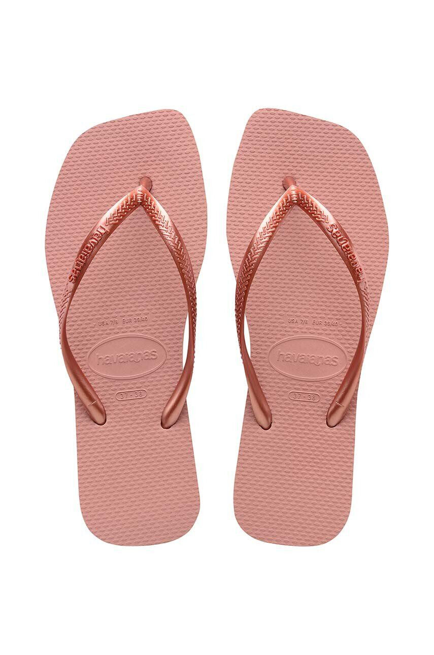 Havaianas slapi SQUARE femei culoarea roz cu toc plat 4148301.3544 - Pled.ro