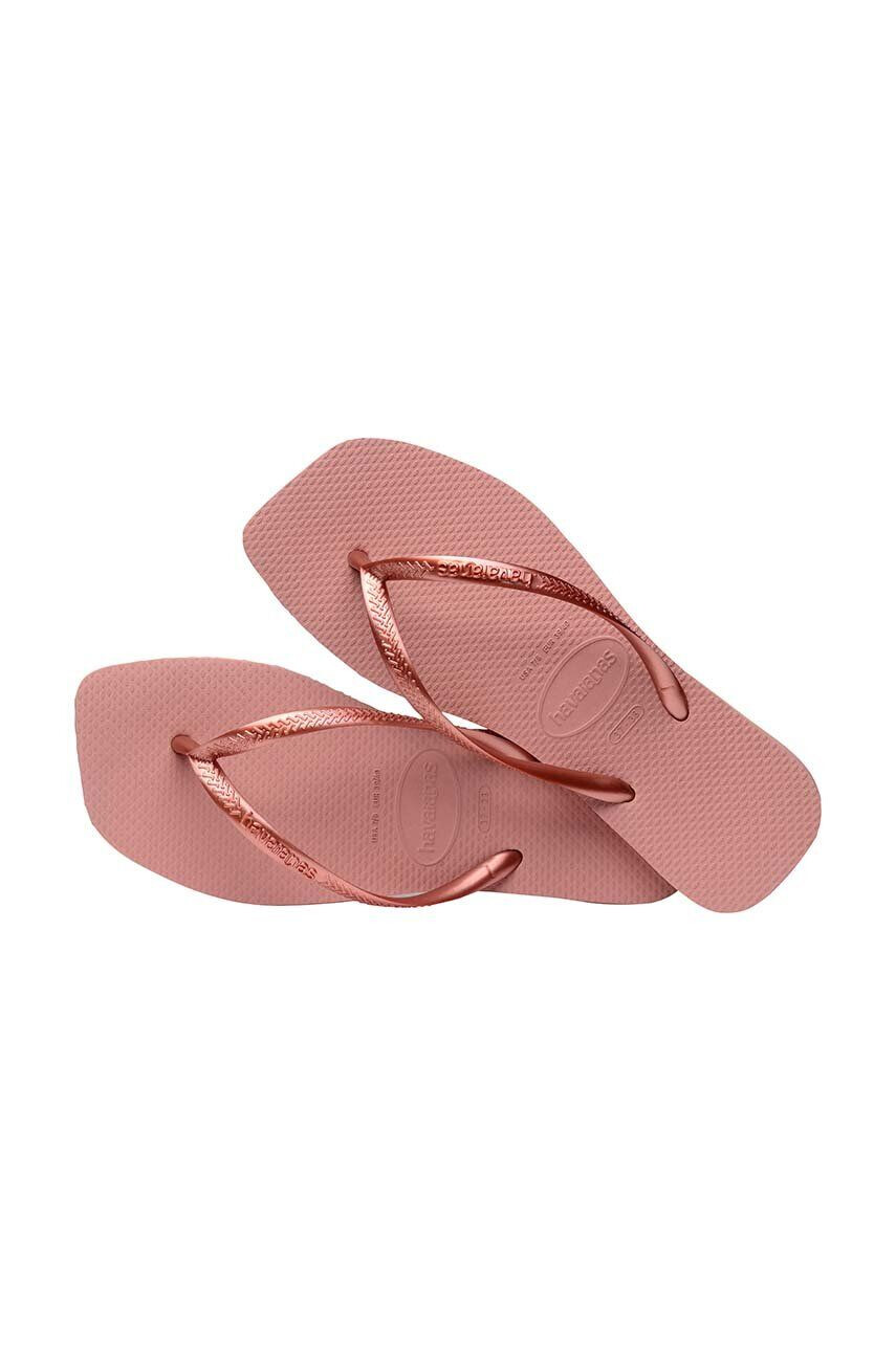 Havaianas slapi SQUARE femei culoarea roz cu toc plat 4148301.3544 - Pled.ro