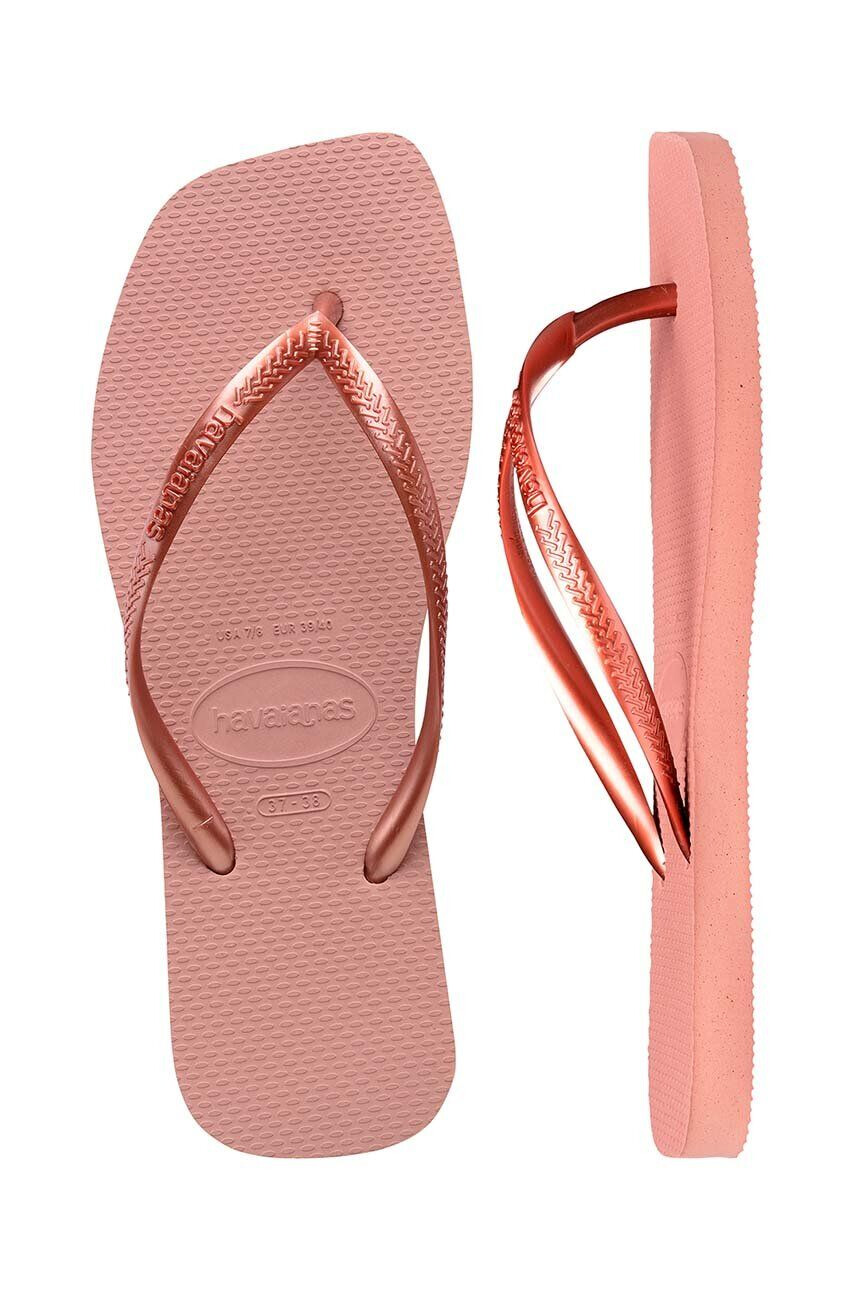 Havaianas slapi SQUARE femei culoarea roz cu toc plat 4148301.3544 - Pled.ro